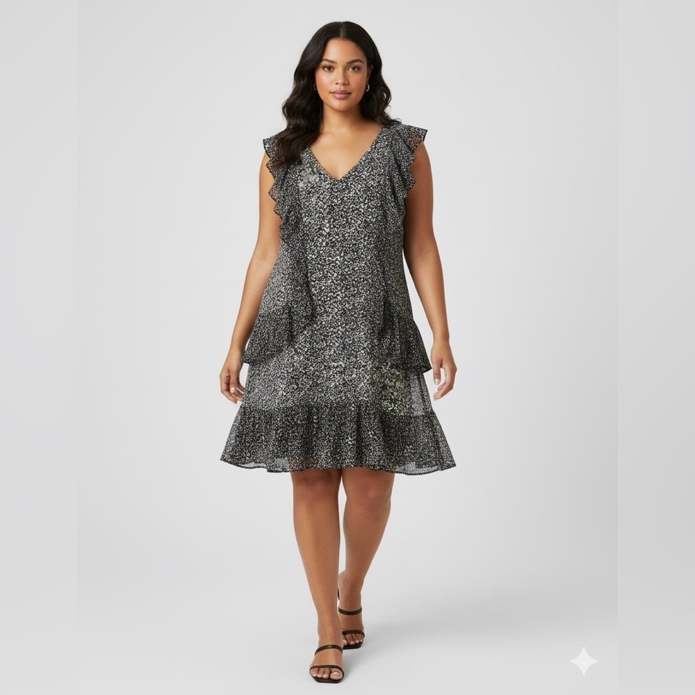 Michael Michael Kors Black and White Print Dress Large